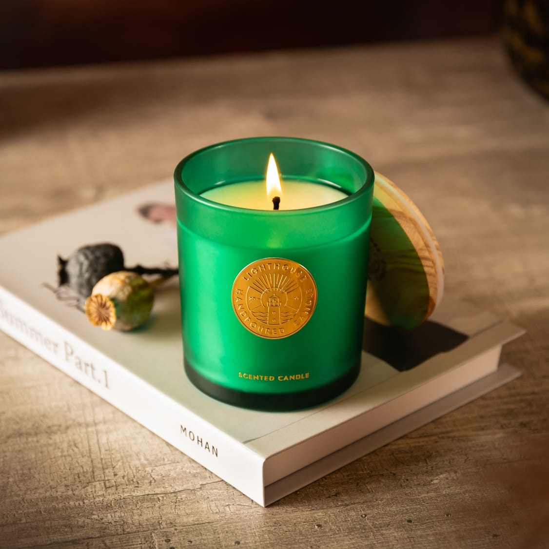 Geurkaars in mat groen glas, Frosted Green edition